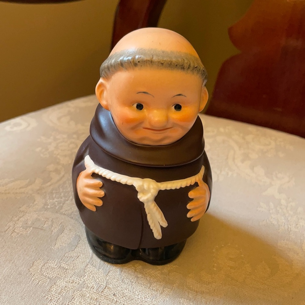Vintage Goebel Friar Tuck lidded sugar dish 1957